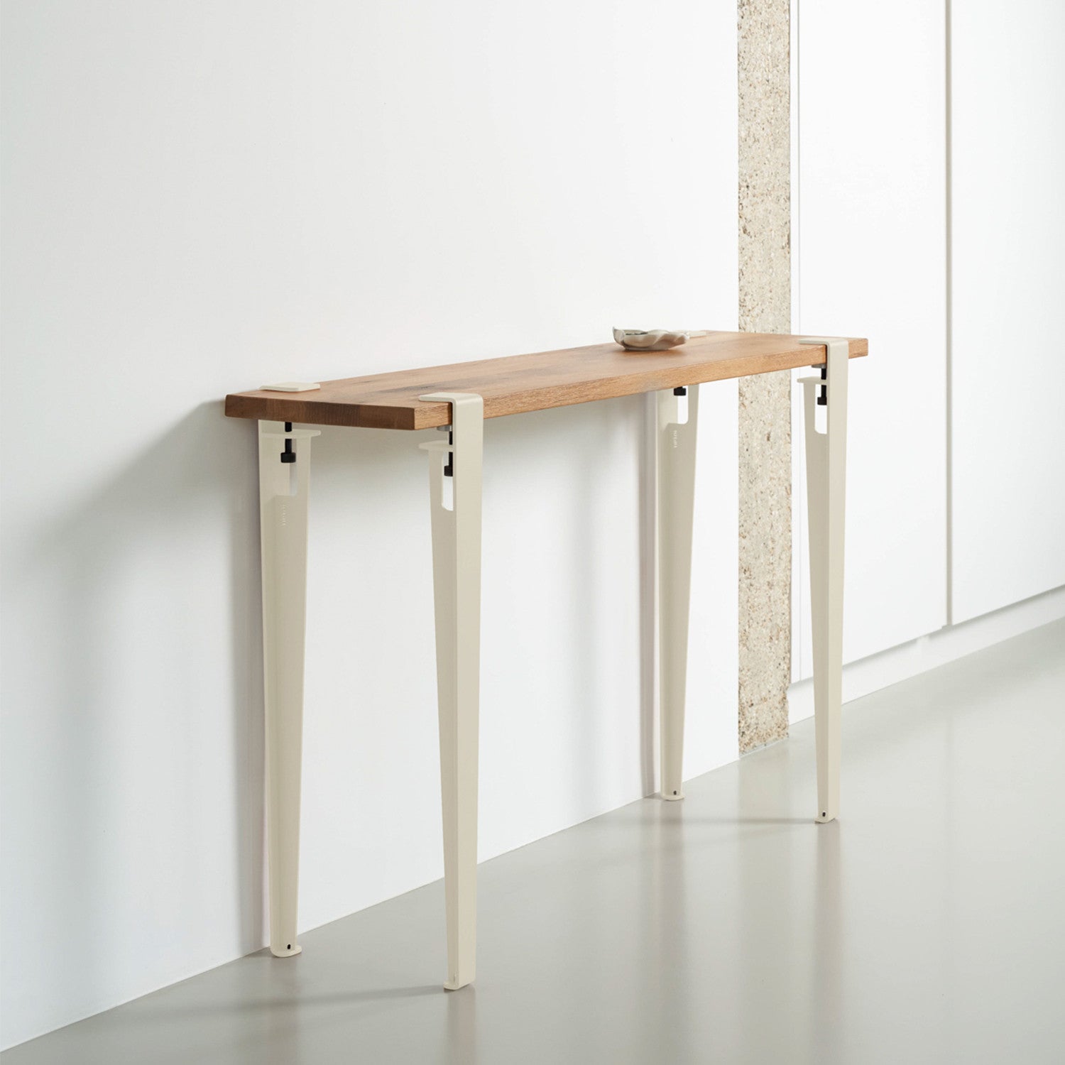 tiptoe-konsole-120x30cm-recyceltes-altholz-mit-stahlbeinen image 2