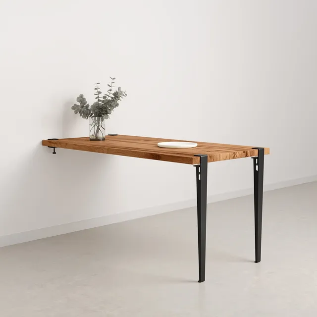 tiptoe-wand-esstisch-aus-recyceltem-altholz-mit-stahl-wandhalterung image 1
