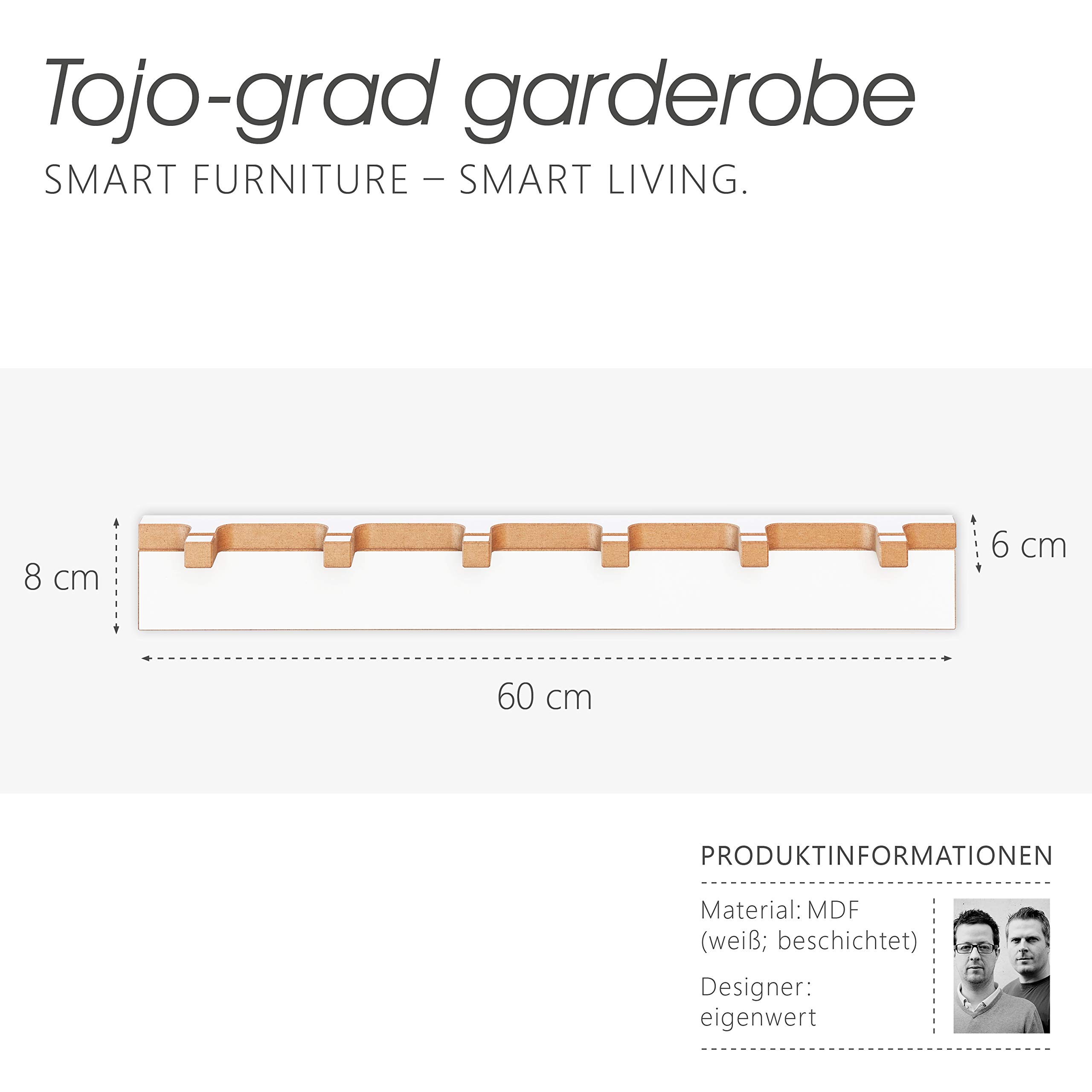 tojo-grad-i-garderobe-wandpaneel-wei-60x8-cm-mit-6-haken image 2
