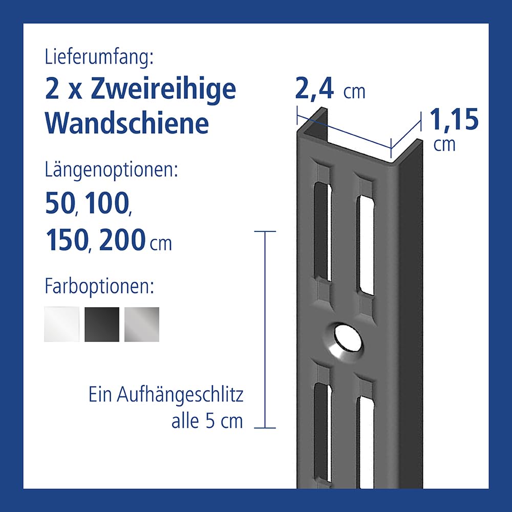 element-system-wandschiene-2-reihig-100-cm-regal-aufh-ngeschiene-stahl-schwarz-2 image 3