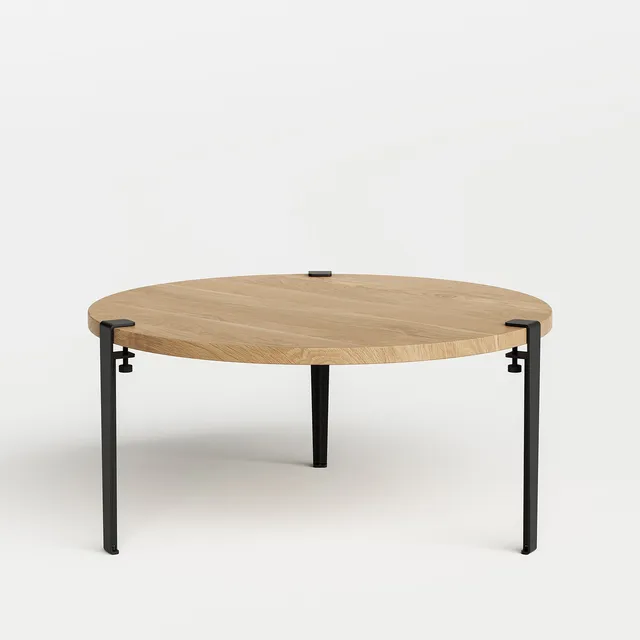 tiptoe-runder-couchtisch-90cm-massive-eiche-3-stahlbeine-43cm image 1