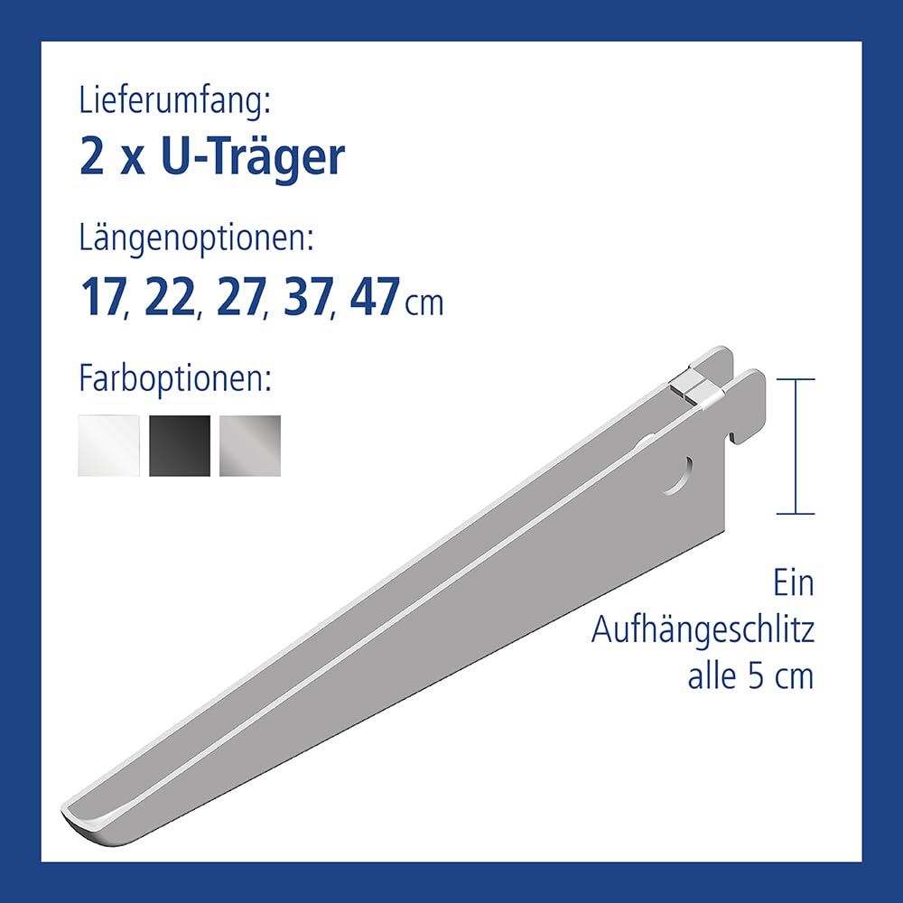 element-system-u-tr-ger-170-mm-stahl-wei-2-stk-f-r-2-reihige-wandschiene image 3