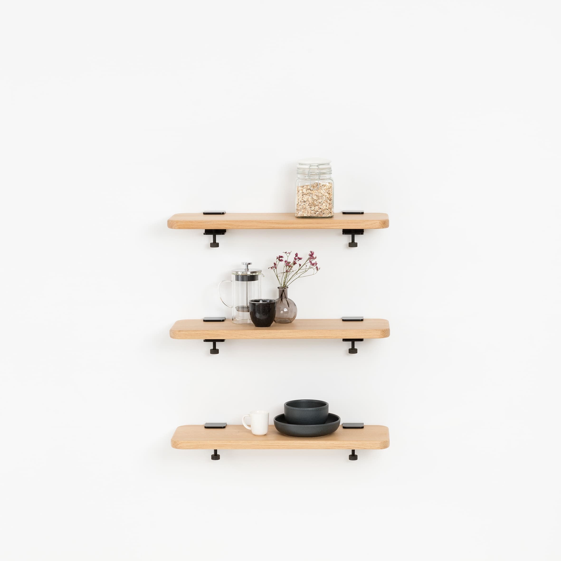 tiptoe-wandregal-set-bracket-3er-massive-eiche-60-bis-150cm image 1