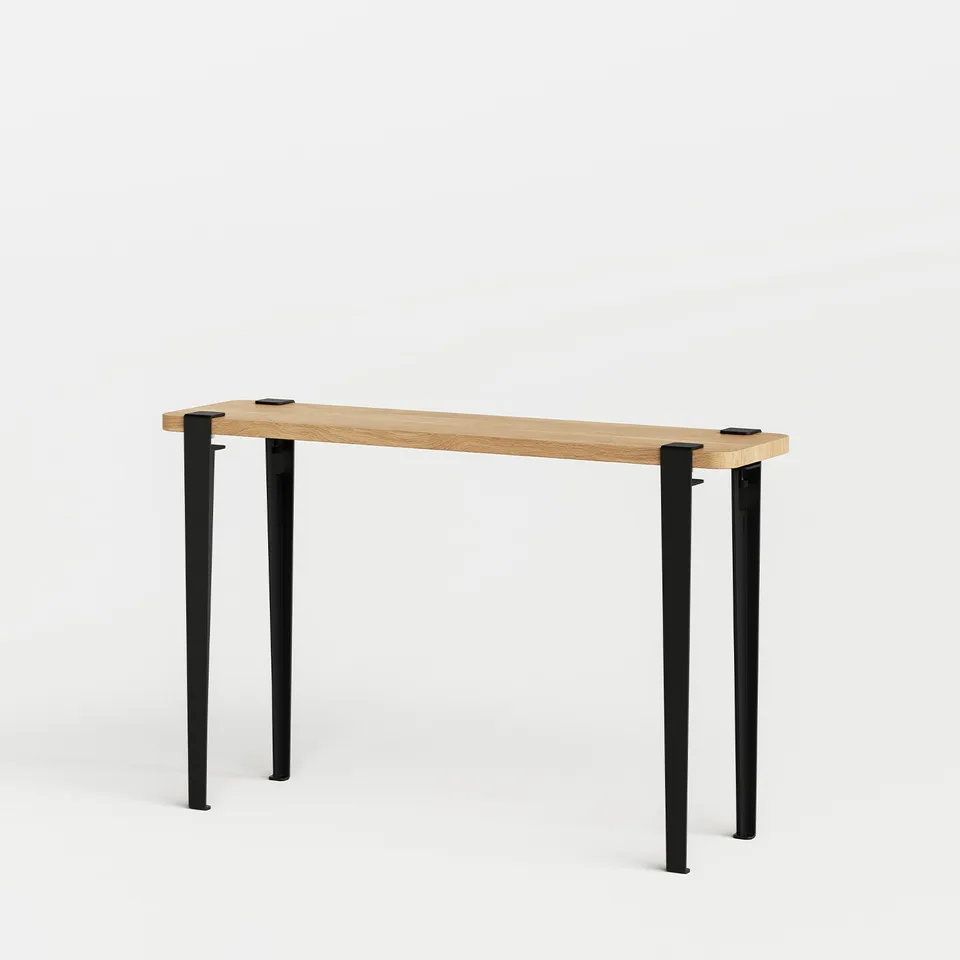 tiptoe-konsole-120x30cm-massive-eiche-75cm-stahlbeine image 1