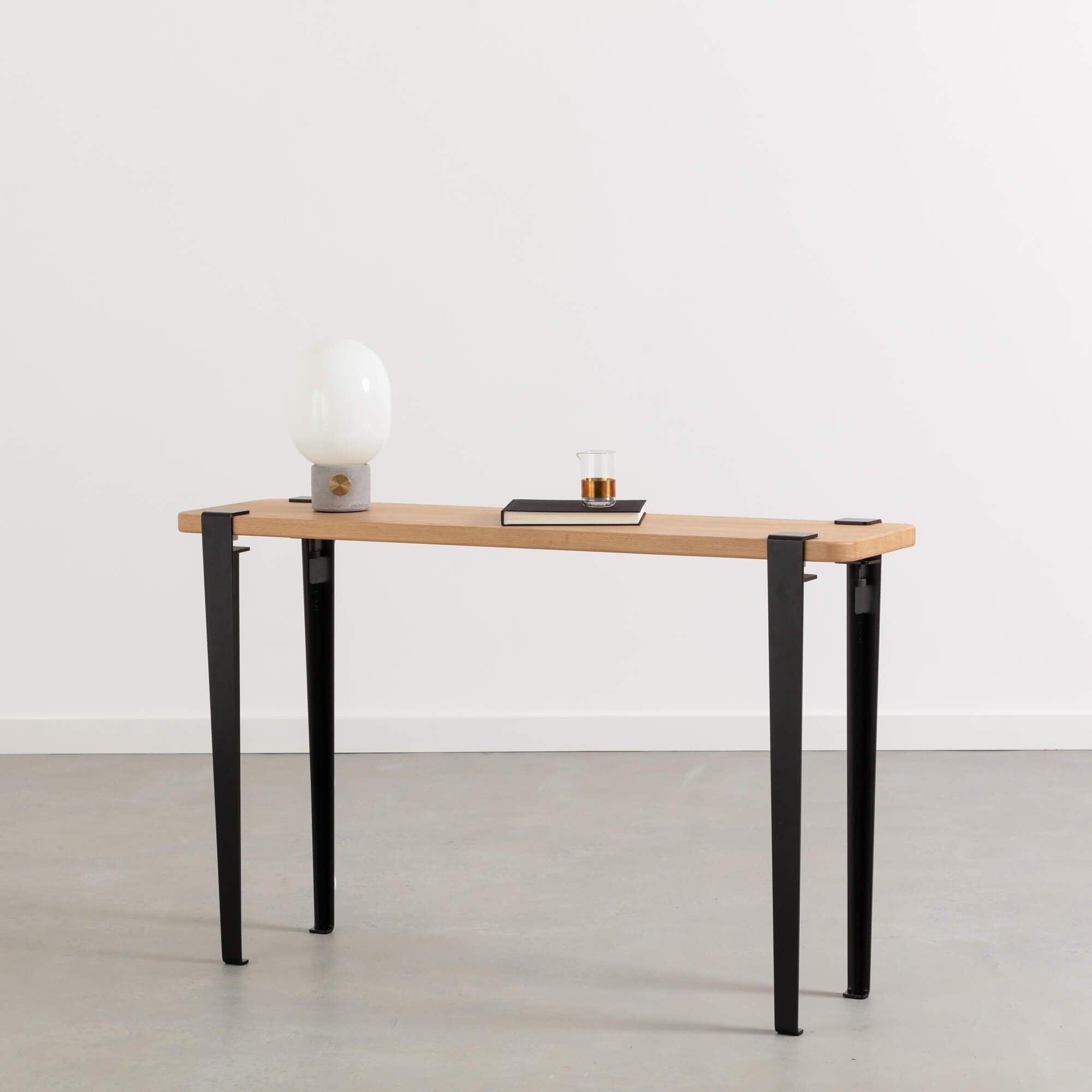 tiptoe-konsole-120x30cm-massive-eiche-75cm-stahlbeine image 3