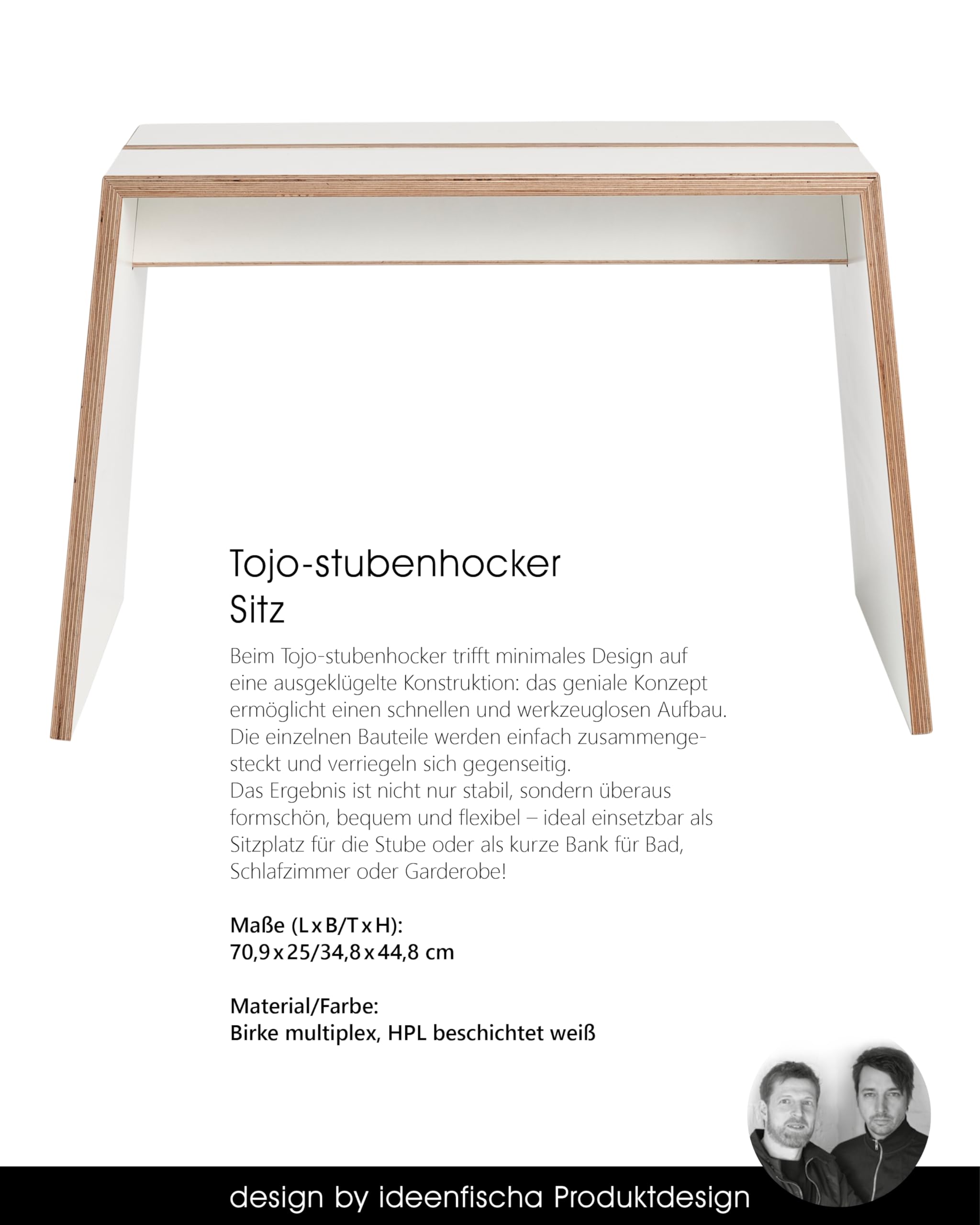 tojo-stubenhocker-hocker-holz-wei-70x30x40-cm-birke-bis-130-kg image 4