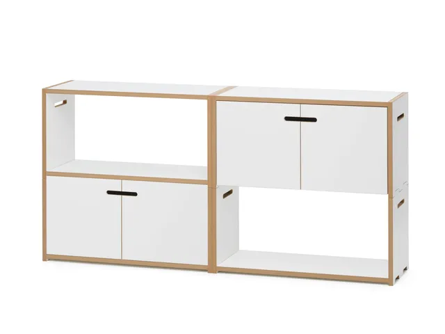 tojo-hochstapler-2x2-set-wei-mit-t-ren-modulares-mdf-regal-raumteiler image 1