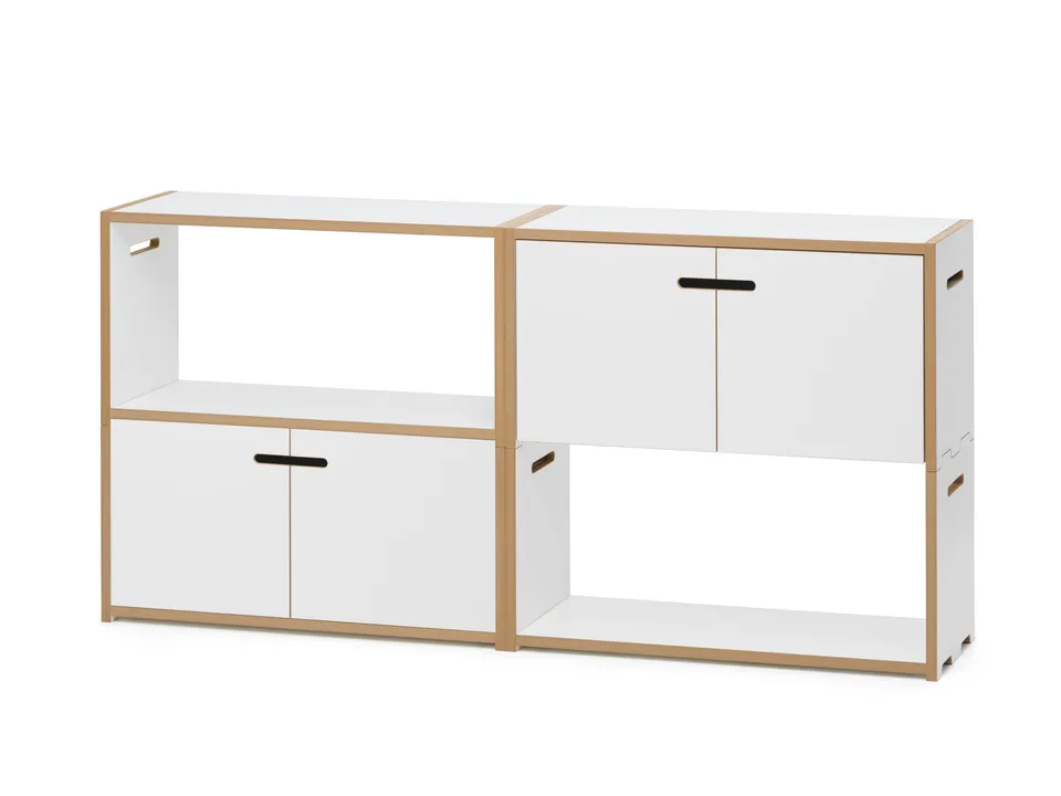 tojo-hochstapler-2x2-set-wei-mit-t-ren-modulares-mdf-regal-raumteiler image 1