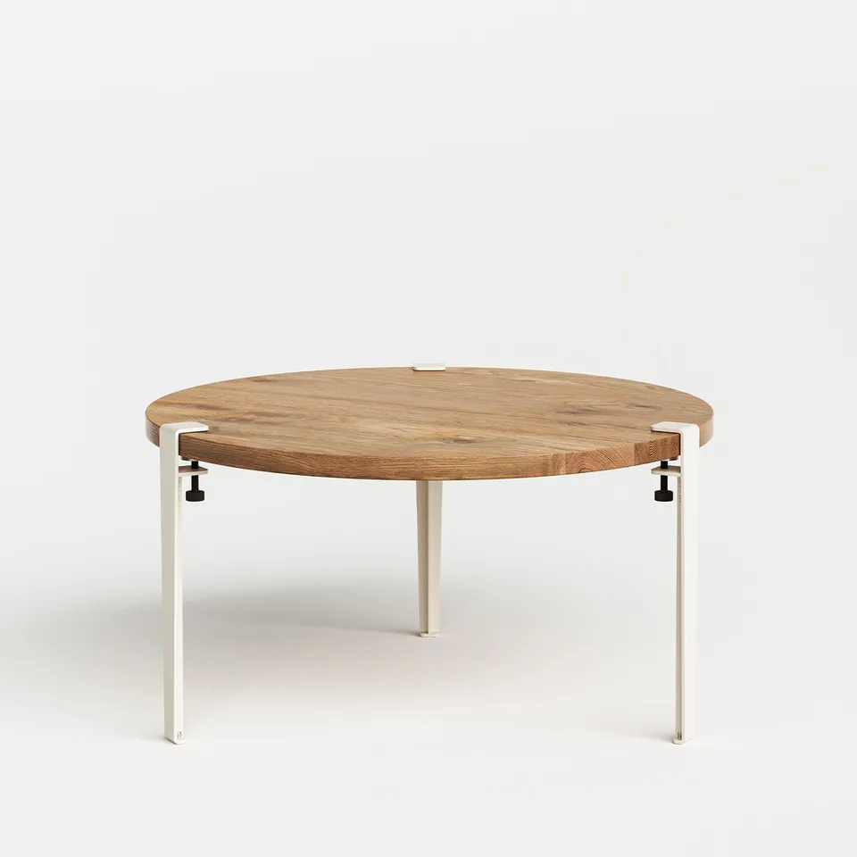 tiptoe-runder-couchtisch-80-cm-recyceltes-altholz-mit-3-stahlbeinen-43-cm image 1